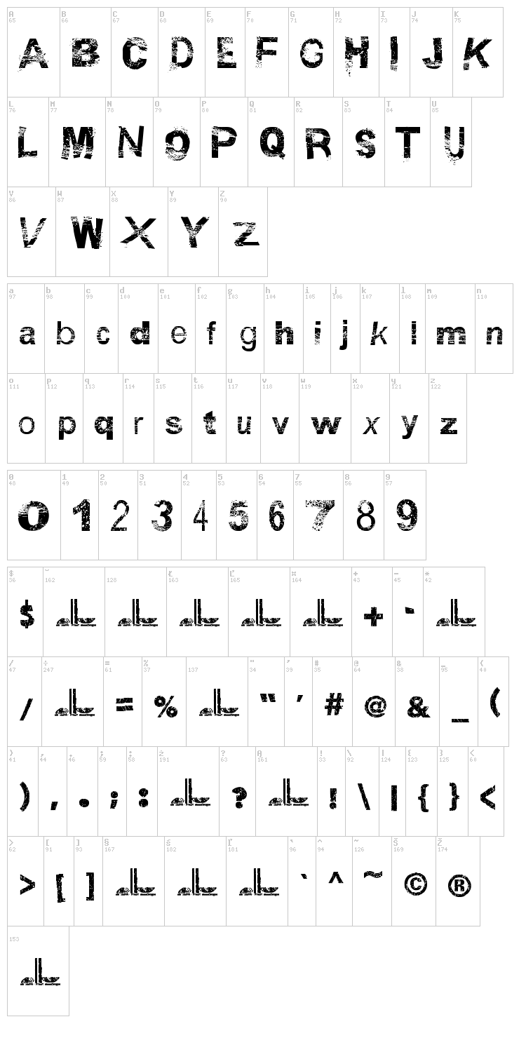 BSB DF 50 font map